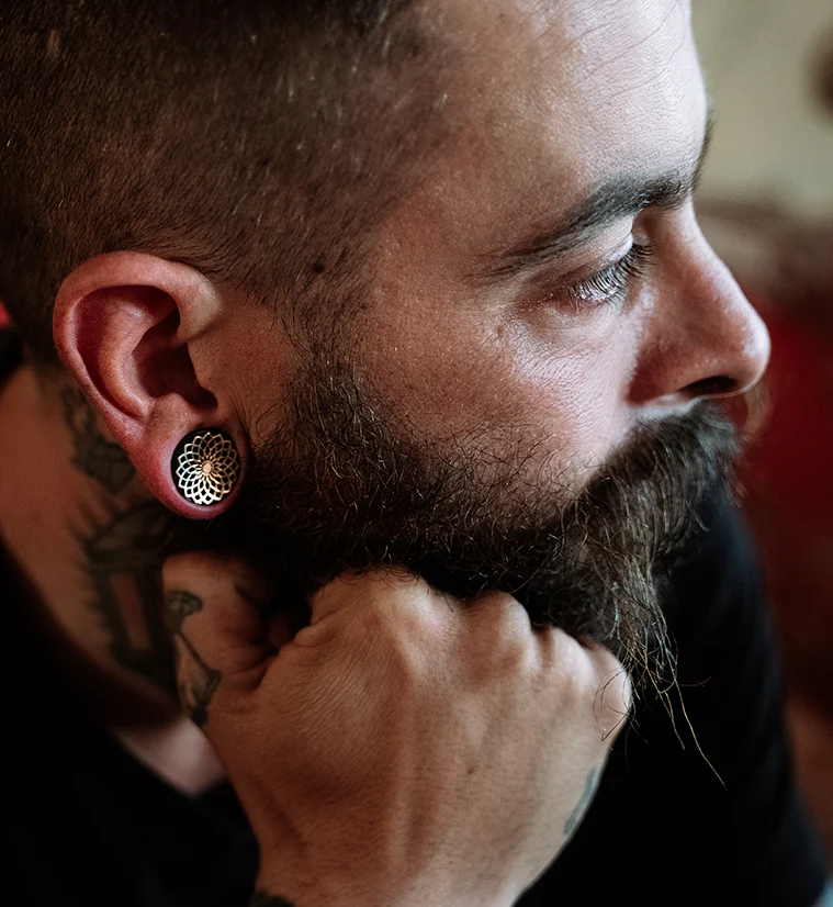 Mandala Frame Obsidian Plugs - Mrs Treak