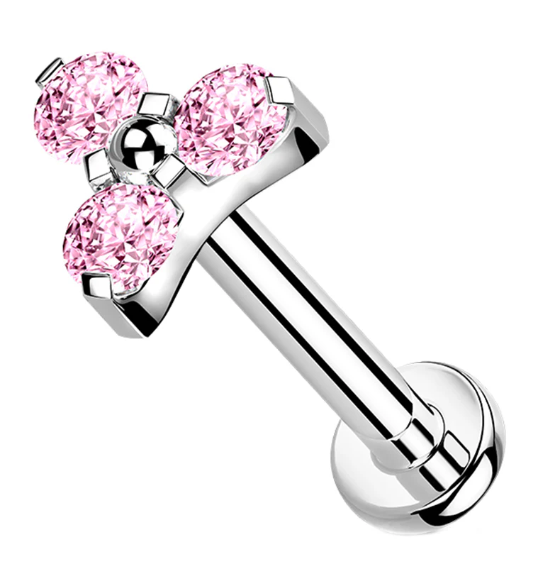 Triad Pink CZ Titanium Internally Threaded Labret - Mrs Treak