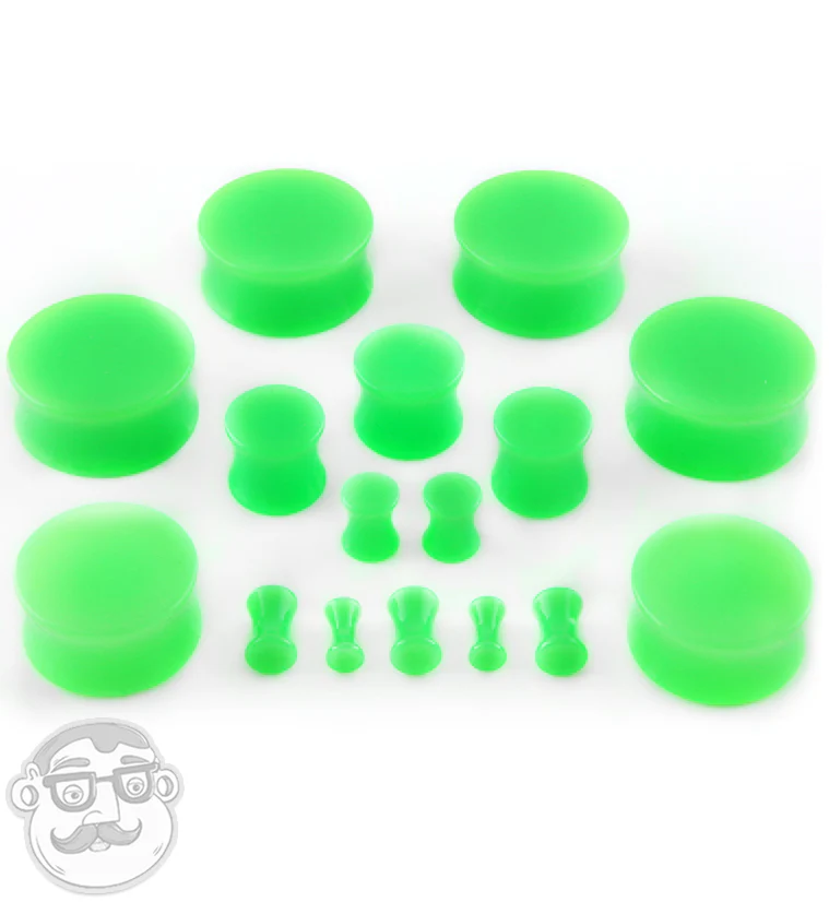 Green Double Flare Solid Plugs - Mrs Treak