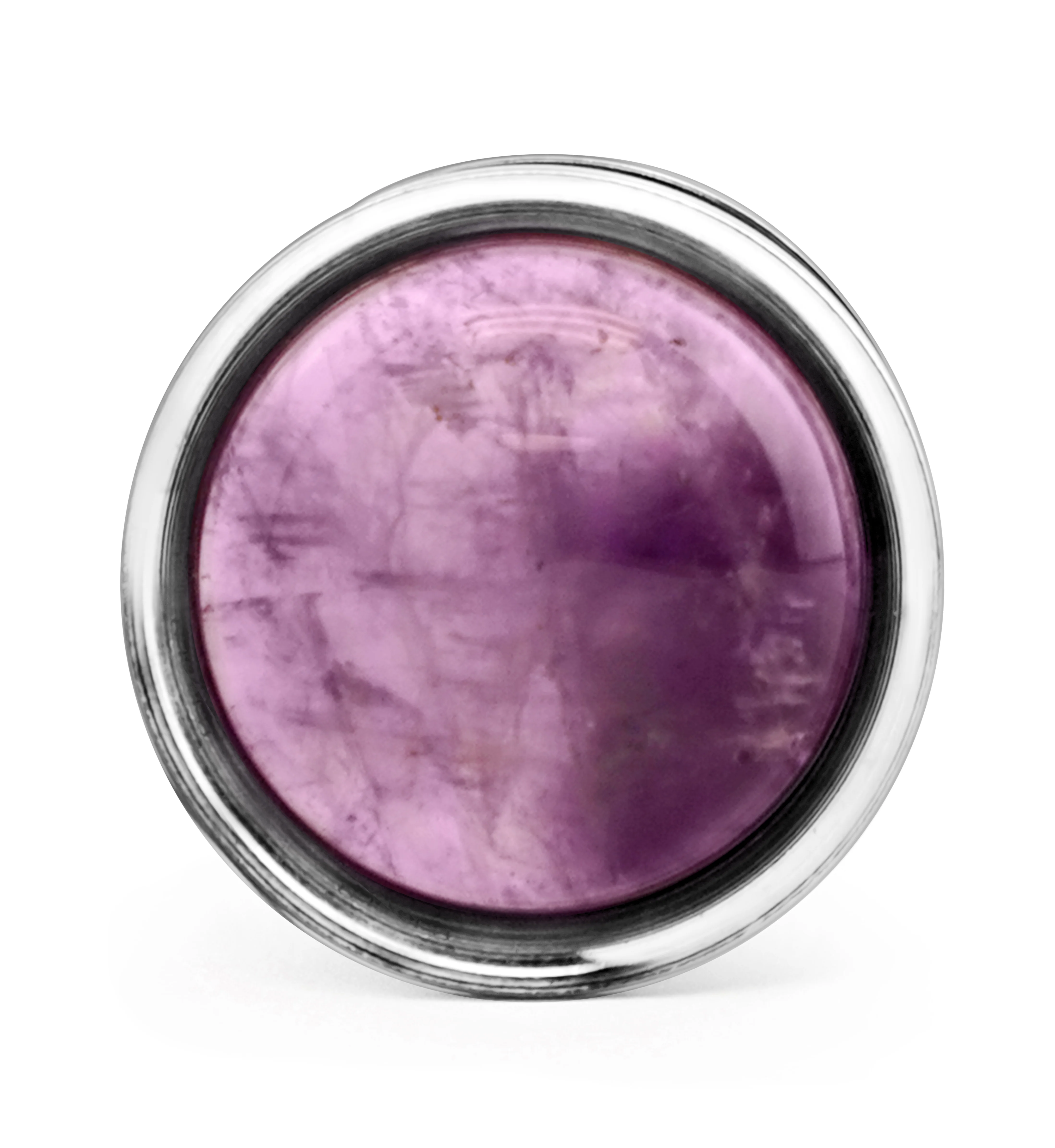 Cabochon Amethyst Stainless Steel Screw Back Tunnel Plugs - Mrs Treak