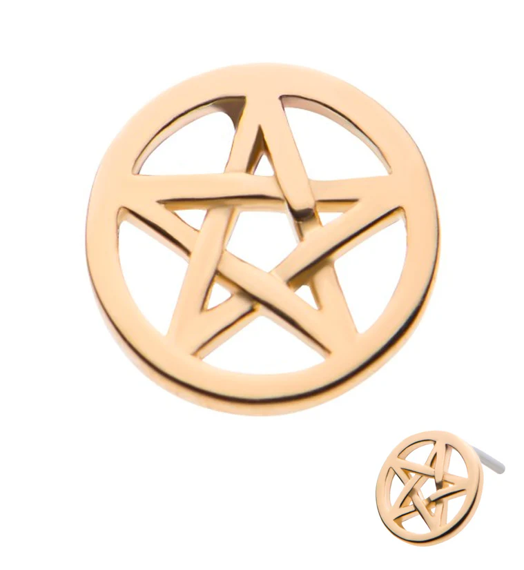 14kt Gold Pentacle Threadless Top - Mrs Treak