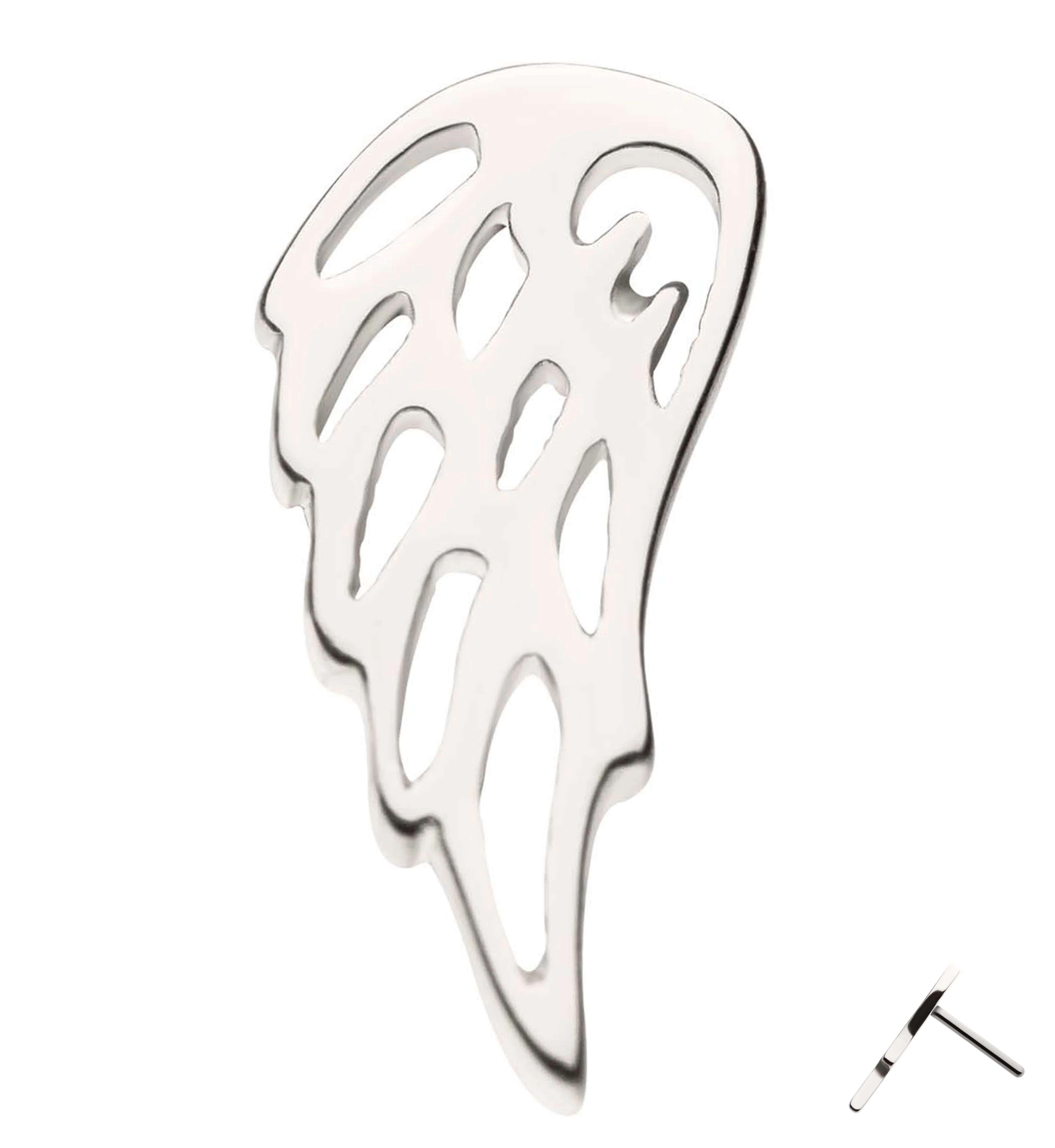 14kt White Gold Angel Wing Threadless Top (Right Ear) - Mrs Treak