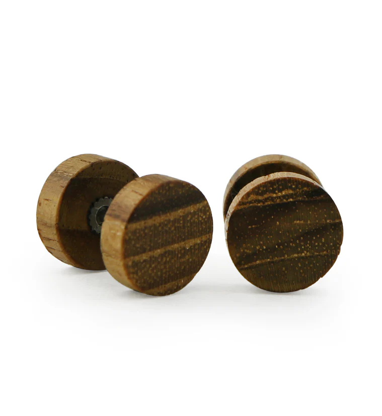 Teak Wood Fake Gauge Plugs - Mrs Treak