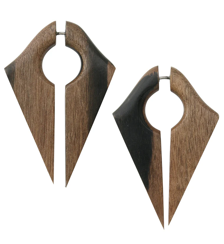 Ravine Areng Wood Fake Gauge Keyhole Earrings - Mrs Treak