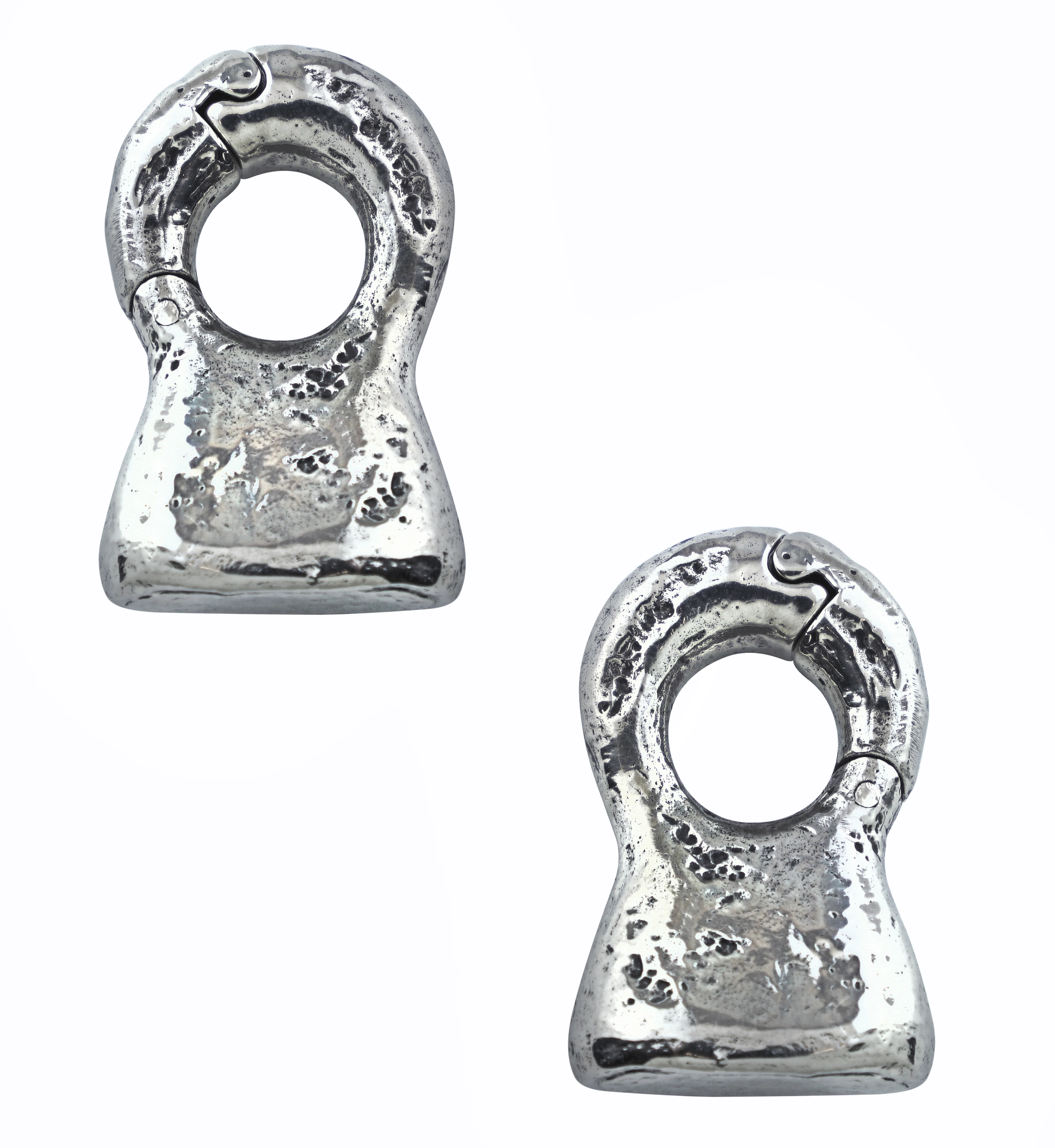 Hammered Bell White Brass Hinged Ear Weights - Mrs Treak