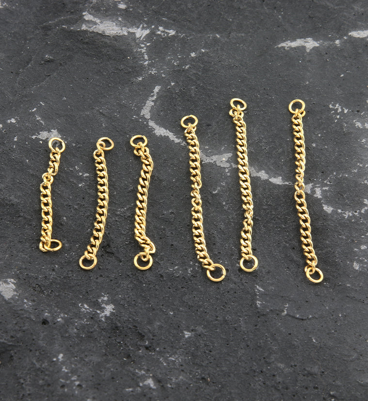 24kt Gold PVD Curb Titanium Nose & Cartilage Piercing Chain - Mrs Treak