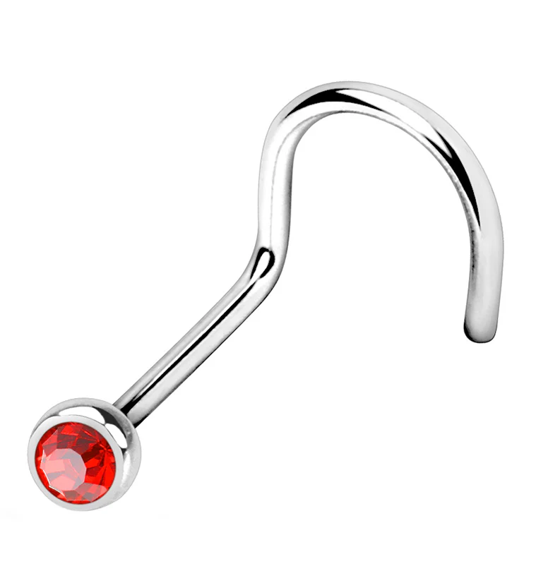 Red Gem Nose Screw Ring - Mrs Treak