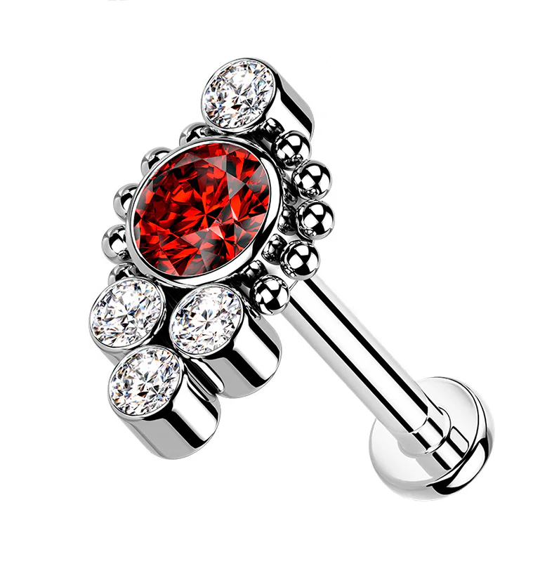 Regal Red CZ Bundle Titanium Labret - Mrs Treak