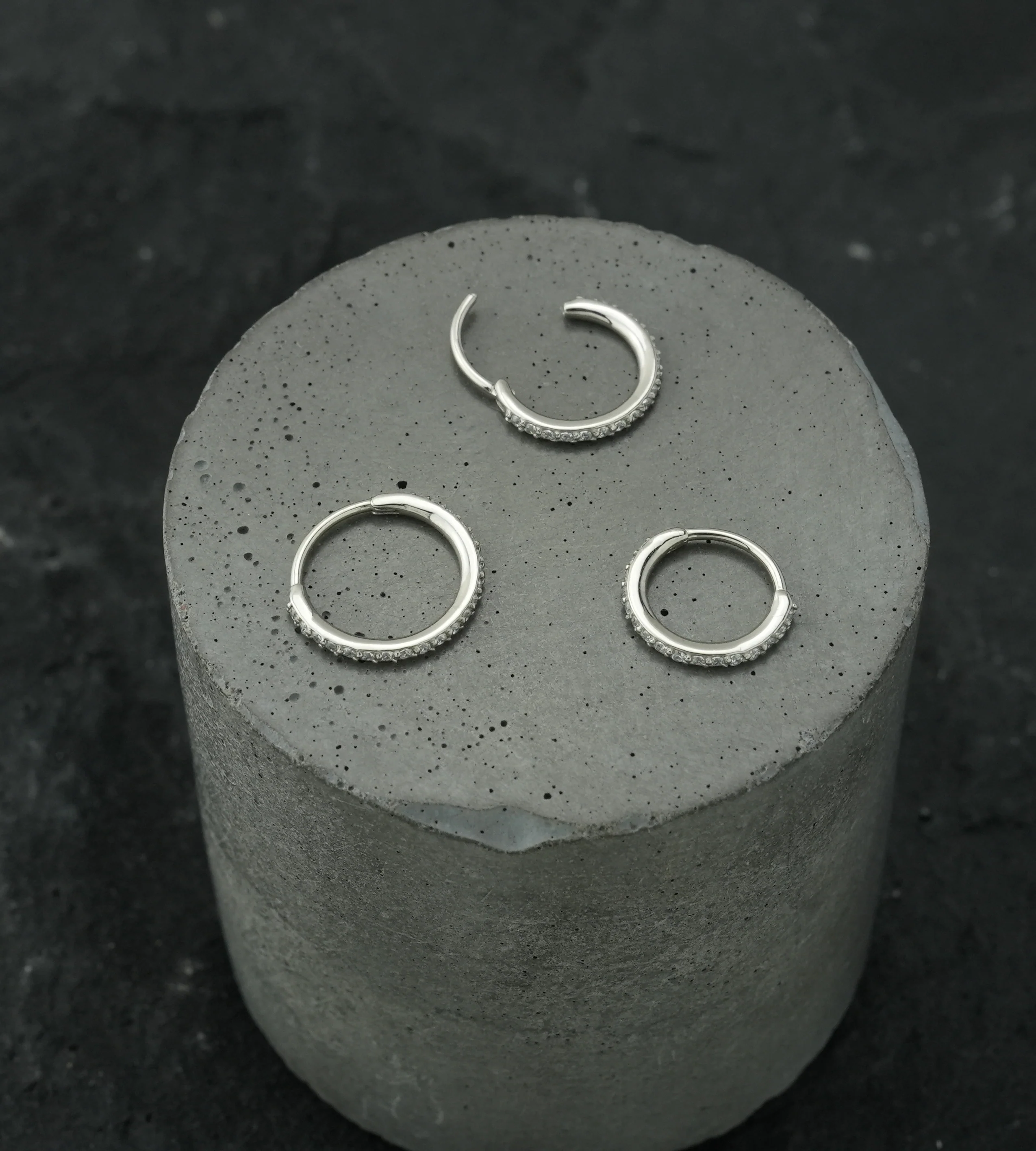 Clear CZ Hoop Stainless Steel Hinged Segment Ring - Mrs Treak