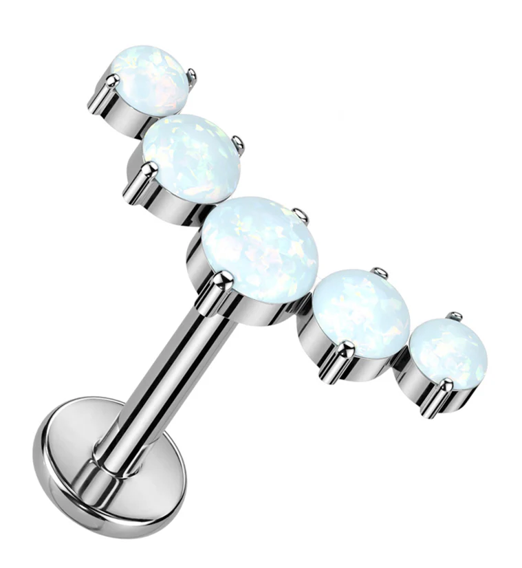 Curve White Opalite Titanium Internally Threaded Labret - Mrs Treak