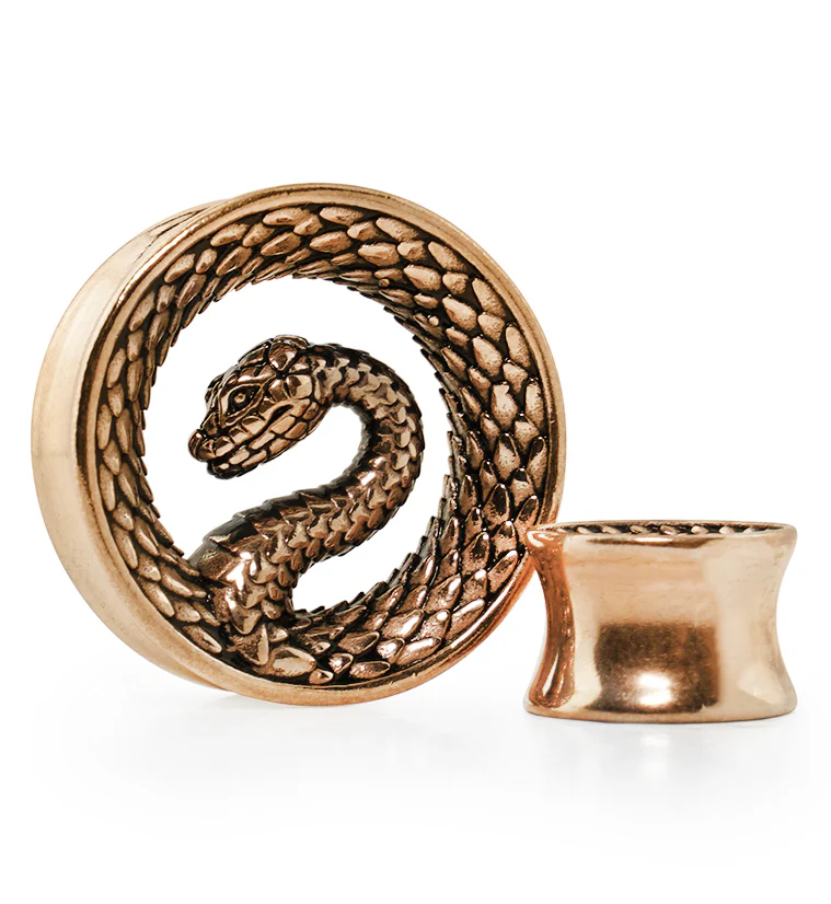 Rose Gold PVD Snake Stainless Steel Tunnels - Mrs Treak