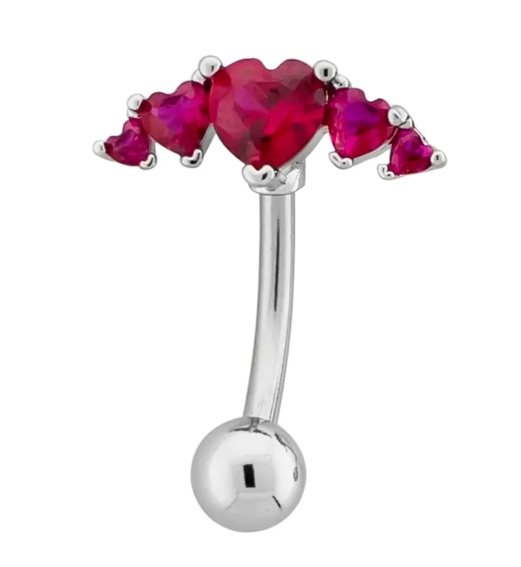 Heart Arc Pink CZ Stainless Steel Belly Button Ring - Mrs Treak