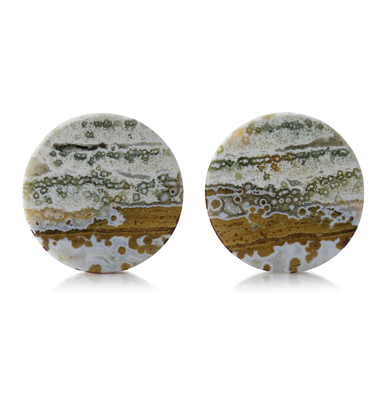 Ocean Jasper Stone Plugs 7/8