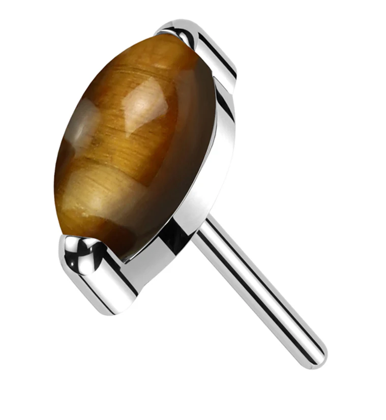 Tiger's Eye Marquise Stone Titanium Threadless Top - Mrs Treak