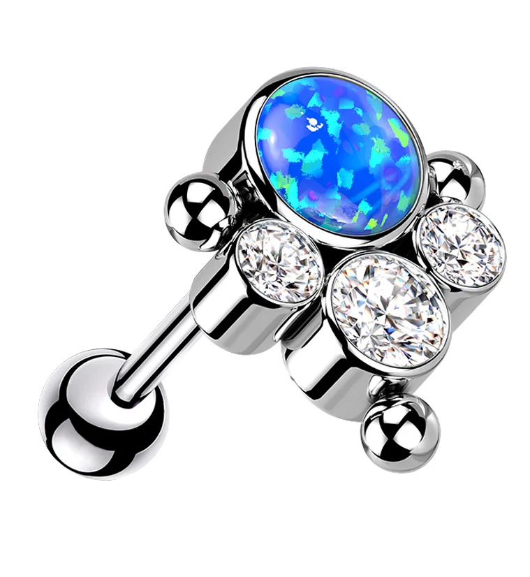 Bundle Blue Opalite Titanium Threadless Cartilage Barbell - Mrs Treak