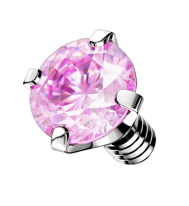 Prong Pink CZ Stainless Steel Internally Threaded Top - Mrs Treak