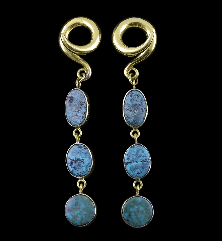 Triple Turquoise Stone Ear Weights - Mrs Treak