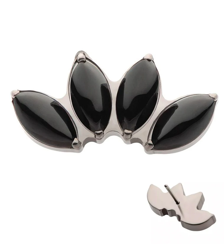 Quartet Black Onyx Stone Threadless Titanium Top - Mrs Treak