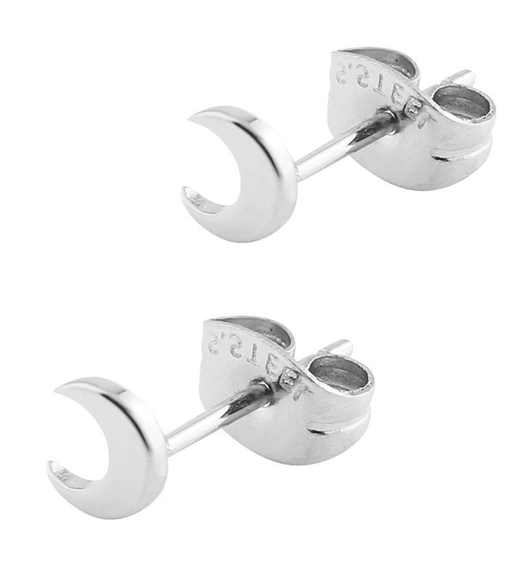 Crescent Moon Stainless Steel Stud Earrings - Mrs Treak