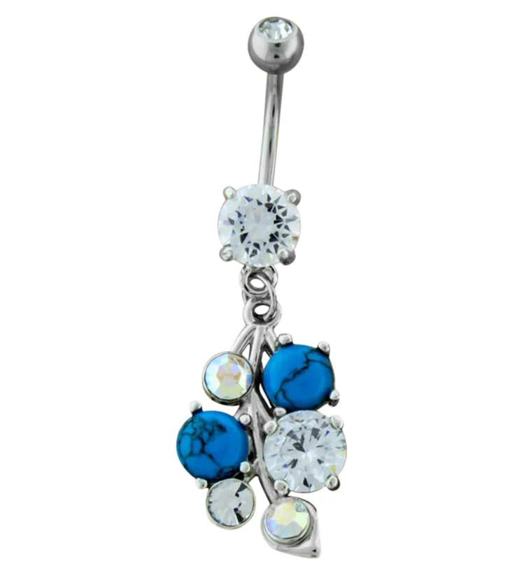 Gem Cluster Dangle Belly Button Ring - Mrs Treak