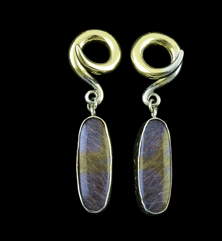 Rutilated Quartz Stone Ear Weights Version 6 - Mrs Treak