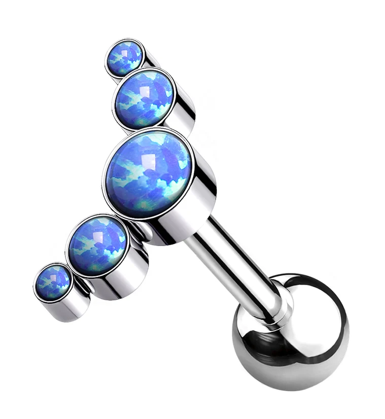 Blue Opalite Quinary Titanium Cartilage Barbell - Mrs Treak