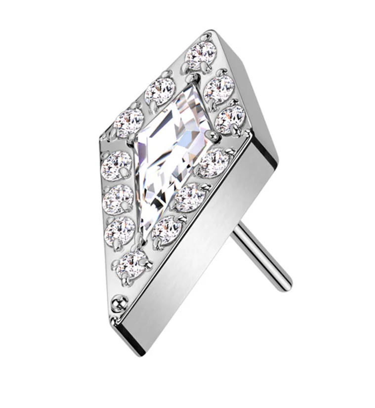 Spire Clear CZ Threadless Titanium Top - Mrs Treak