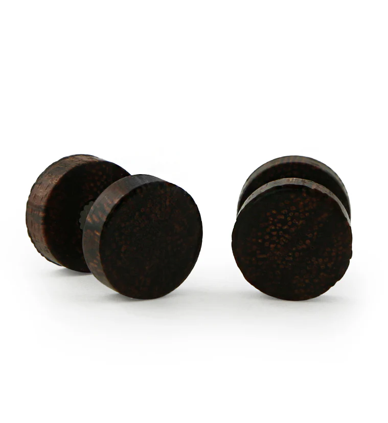 Dark Tamarind Wood Fake Gauge Plugs - Mrs Treak