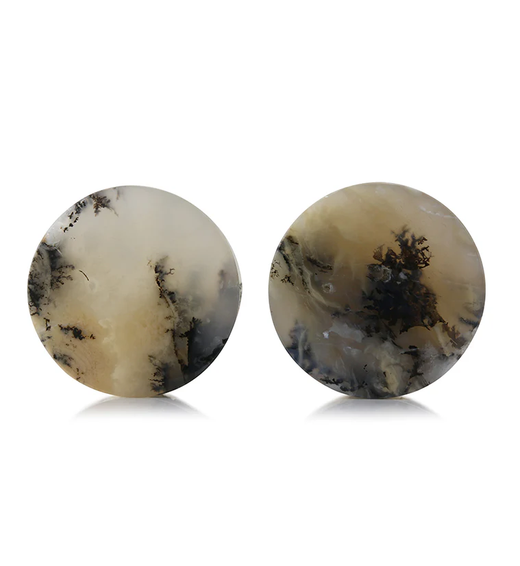 Tiger Agate Dendritic Stone Plugs 1 & 1/4