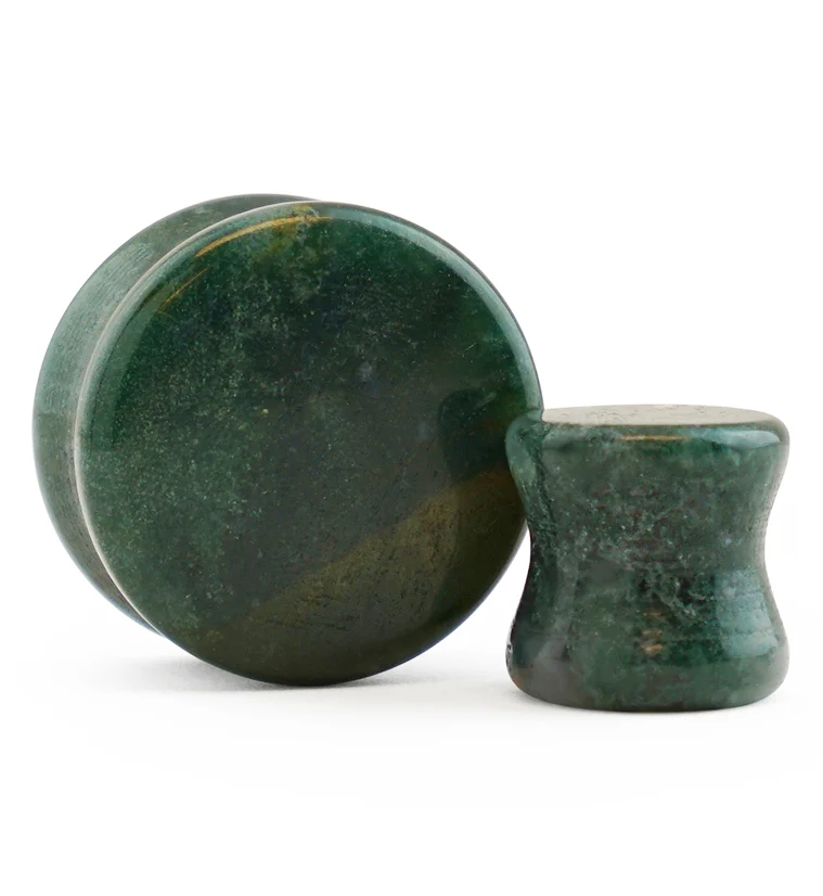 Forest Green Agate Stone Plugs - Mrs Treak