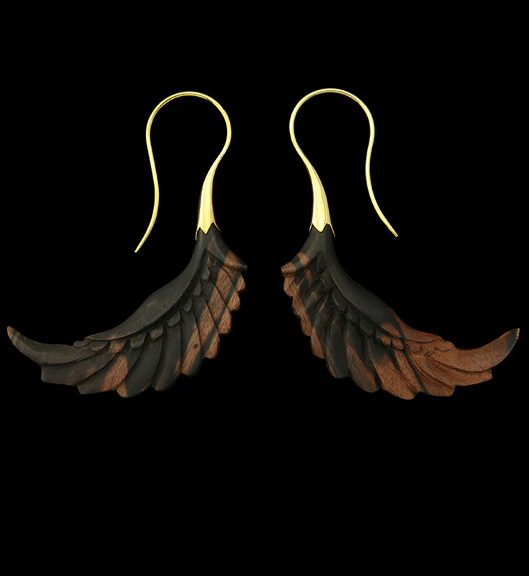 18G Pinion Brass Wood Hangers / Earrings - Mrs Treak