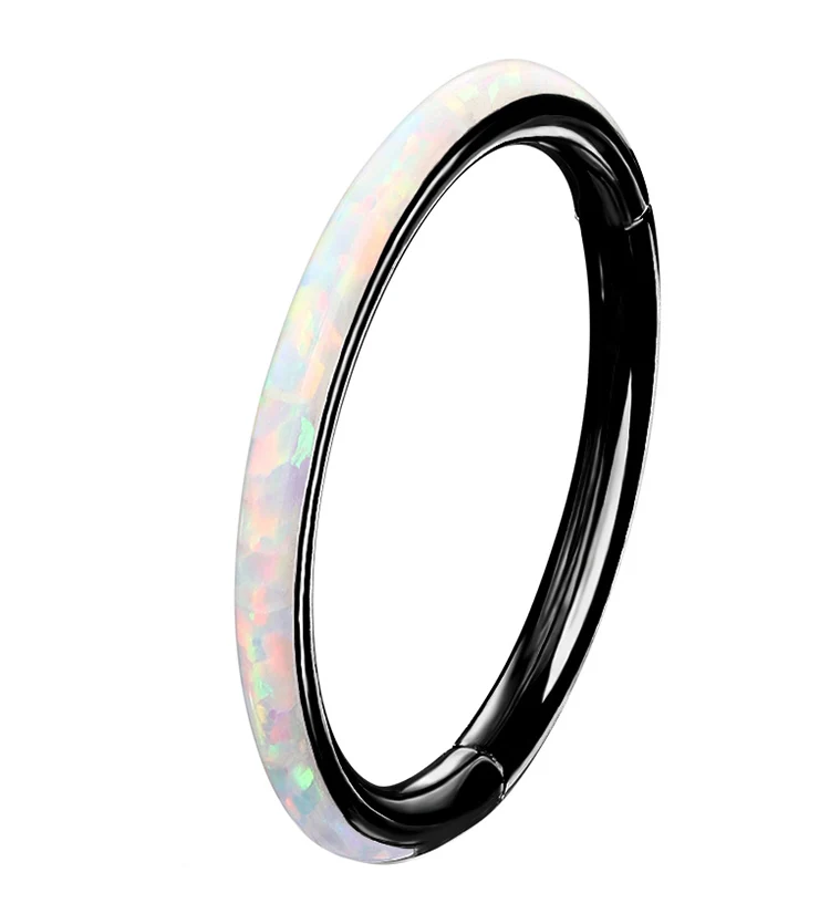 Black PVD Opalite Orbed Hinged Segment Ring - Mrs Treak