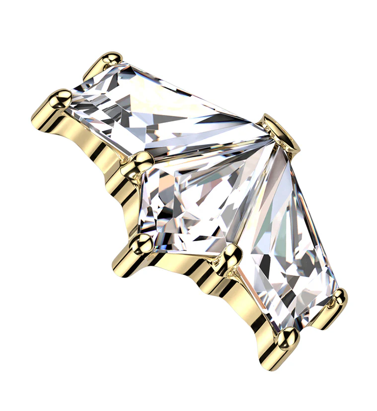 Gold PVD Triple Poly Clear CZ Internally Threaded Titanium Top - Mrs Treak