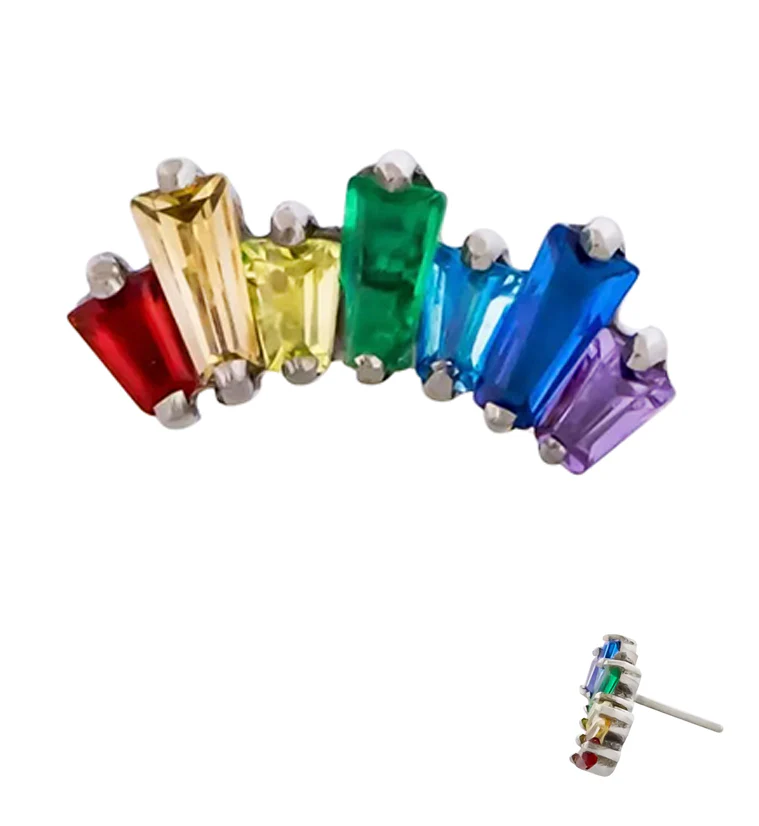 Septennial Rainbow CZ Threadless Titanium Top - Mrs Treak