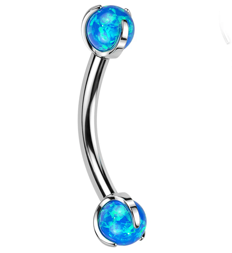 Claw Blue Opalite Titanium Internally Threaded Curved Barbell - Mrs Treak