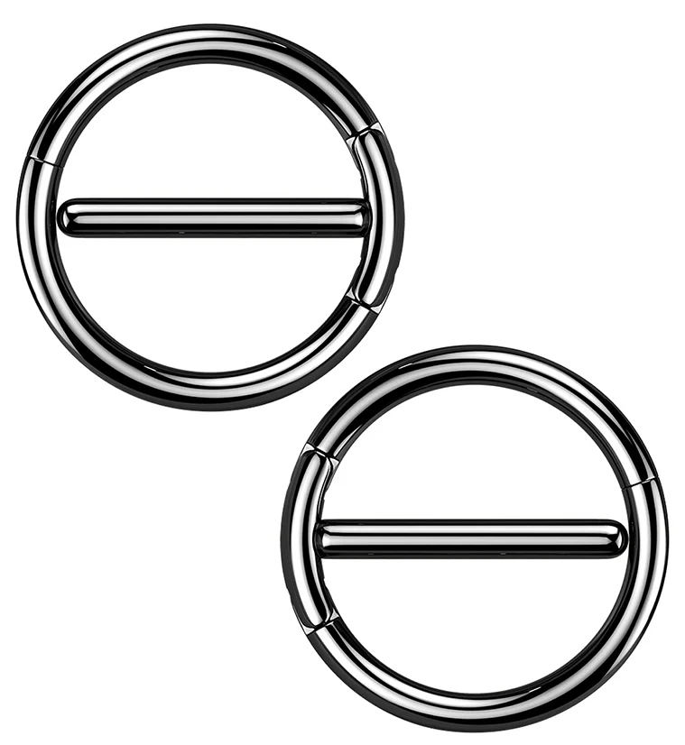Black PVD Circlet Stainless Steel Nipple Clicker Ring - Mrs Treak