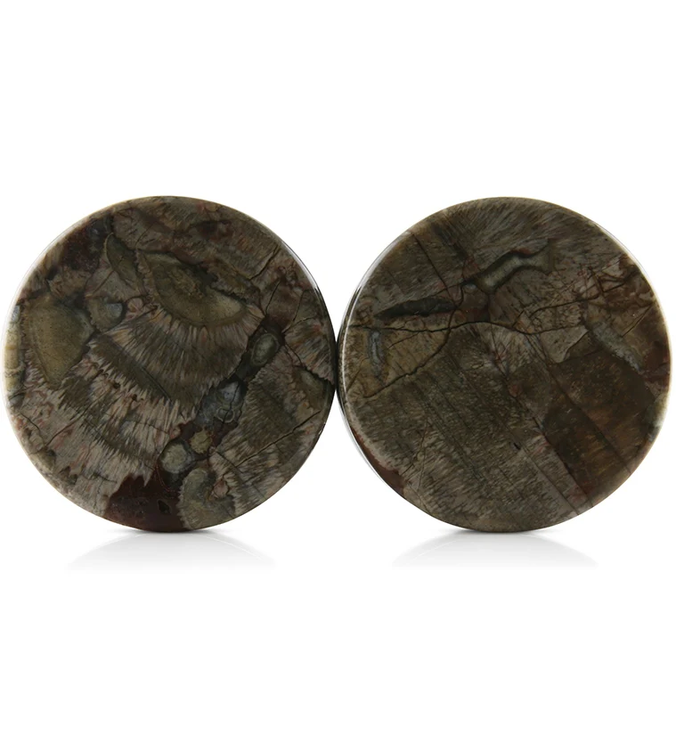 Mushroom Jasper Stone Plugs 1 Inch (25mm) Version 4 - Mrs Treak