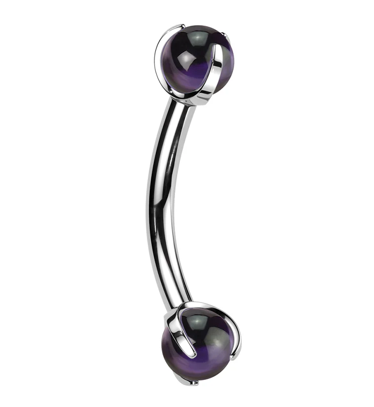 Claw Amethyst Stone Titanium Internally Threaded Curved Barbell - Mrs Treak