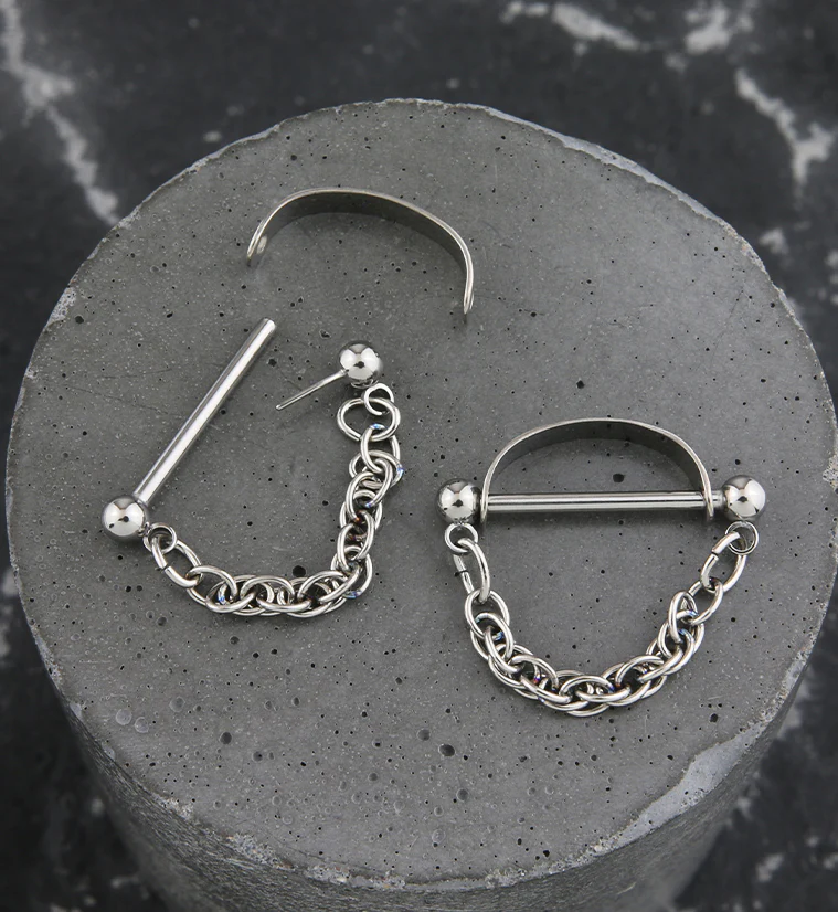 Cuff Rope Chain Threadless Titanium Bridge Bar - Mrs Treak