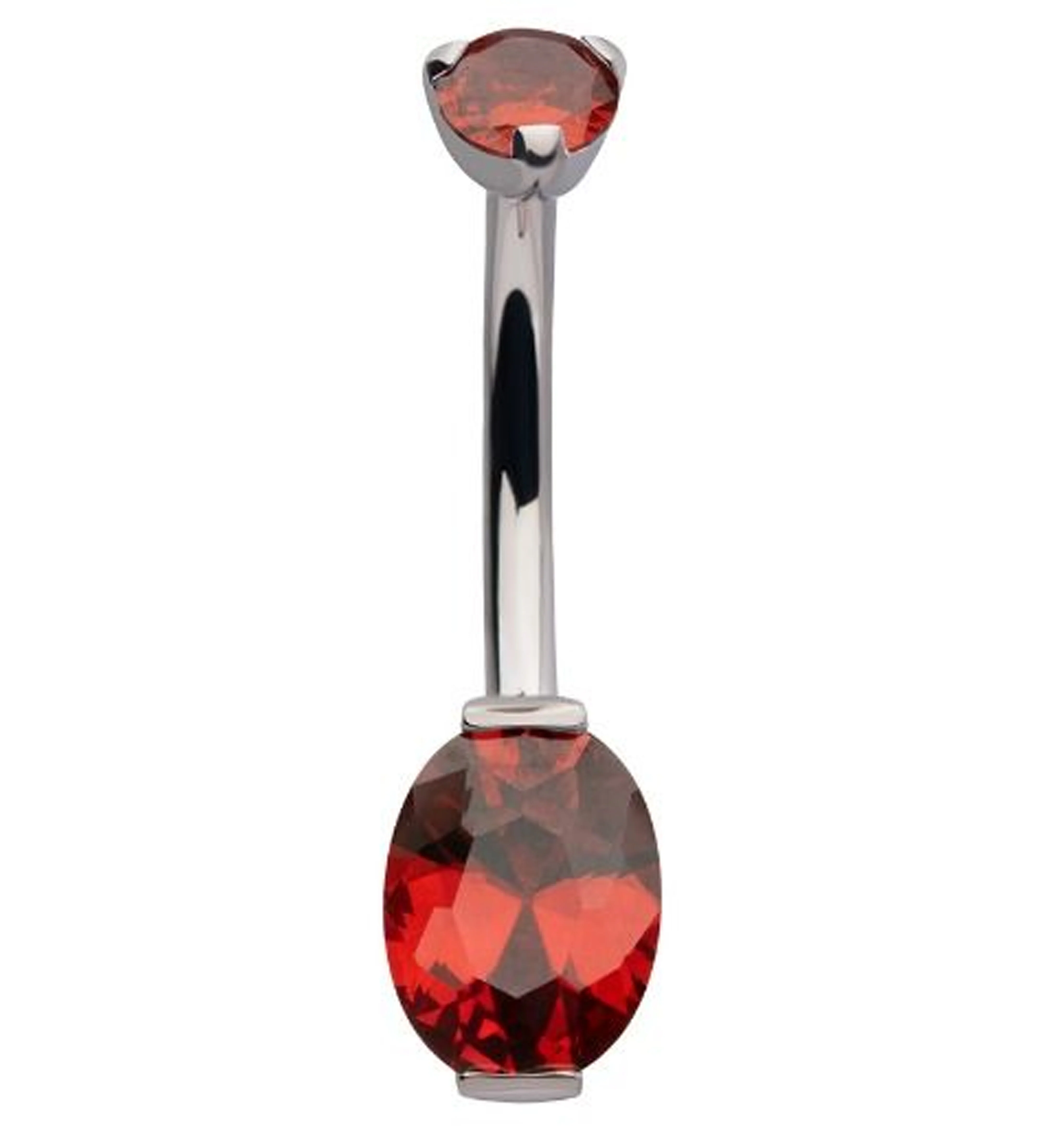 Oval Garnet CZ Titanium Belly Button Ring - Mrs Treak