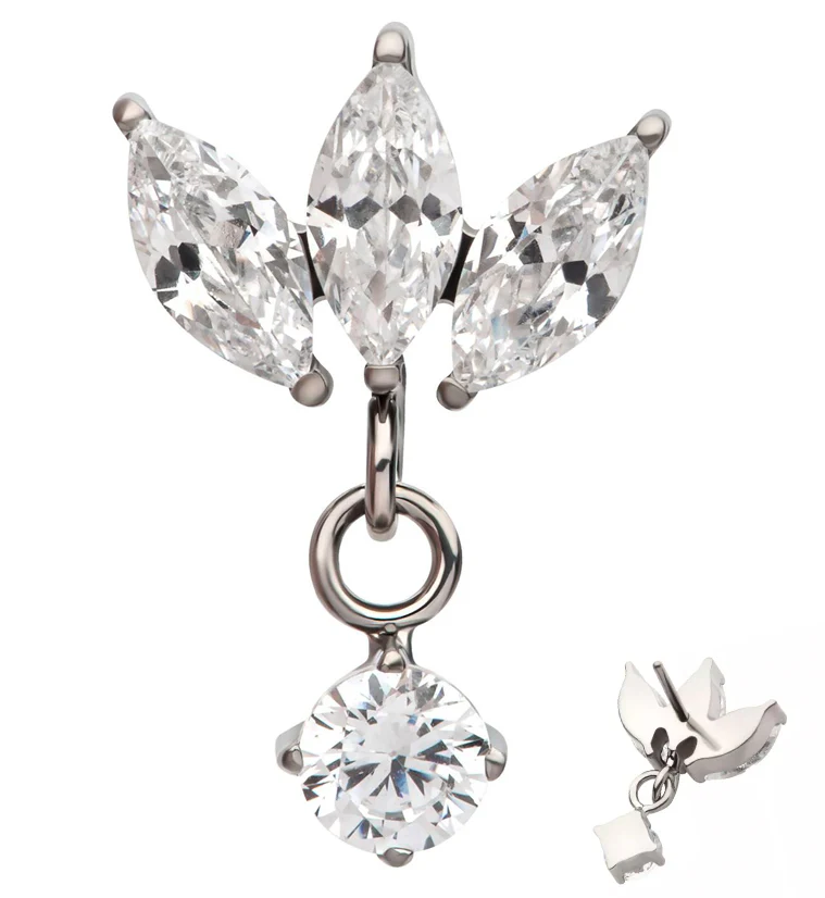 Empress Dangle Prong CZ Threadless Titanium Top - Mrs Treak