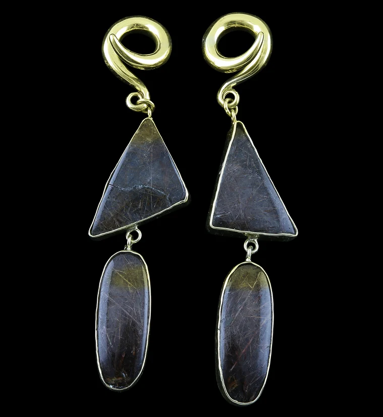 Double Rutilated Quartz Stone Ear Weights Version 1 - Mrs Treak