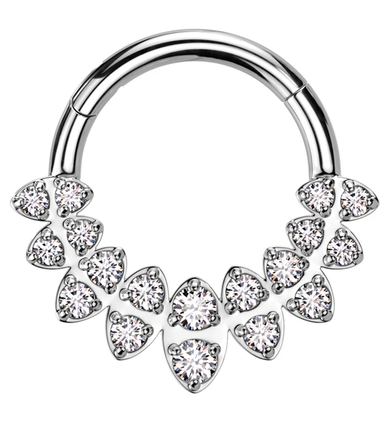 Riviere Clear CZ Stainless Steel Hinged Segment Ring - Mrs Treak