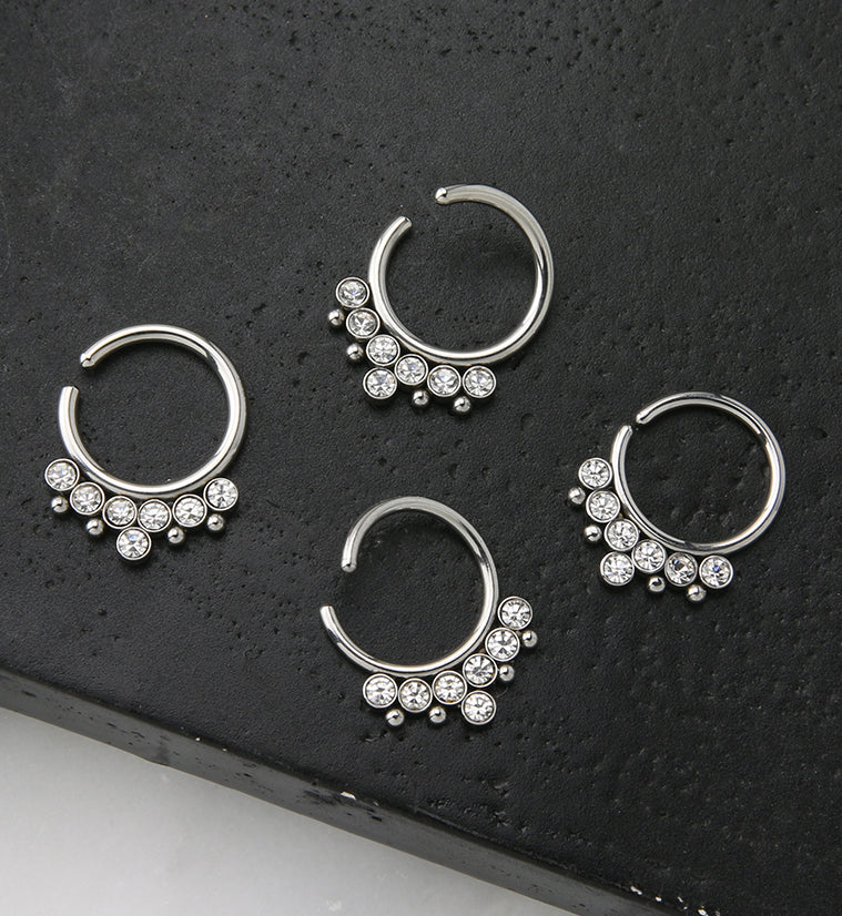 Clear CZ Rally Annealed Seamless Hoop Ring - Mrs Treak