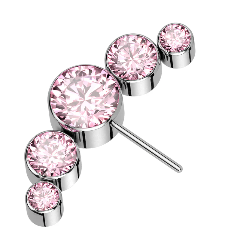 Arch Side Facing Pink CZ Titanium Threadless Top - Mrs Treak
