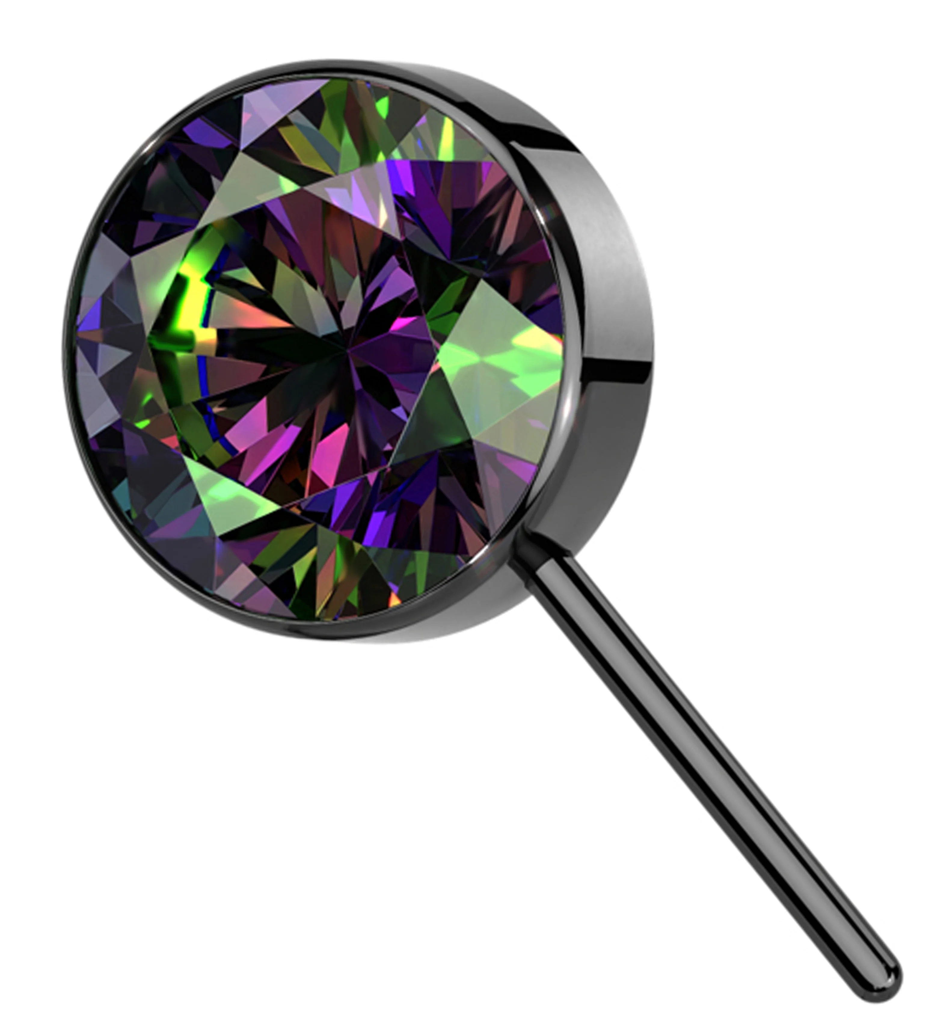 Black PVD Forward Facing Bezel Black Aurora CZ Titanium Threadless Top - Mrs Treak