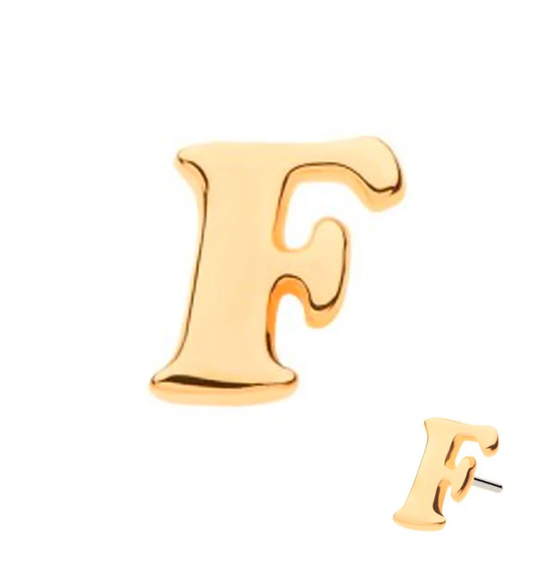 14kt Gold Letter F Threadless Top - Mrs Treak
