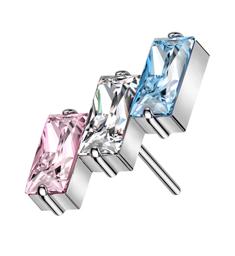 Pride Triple Slant CZ Threadless Titanium Top - Mrs Treak