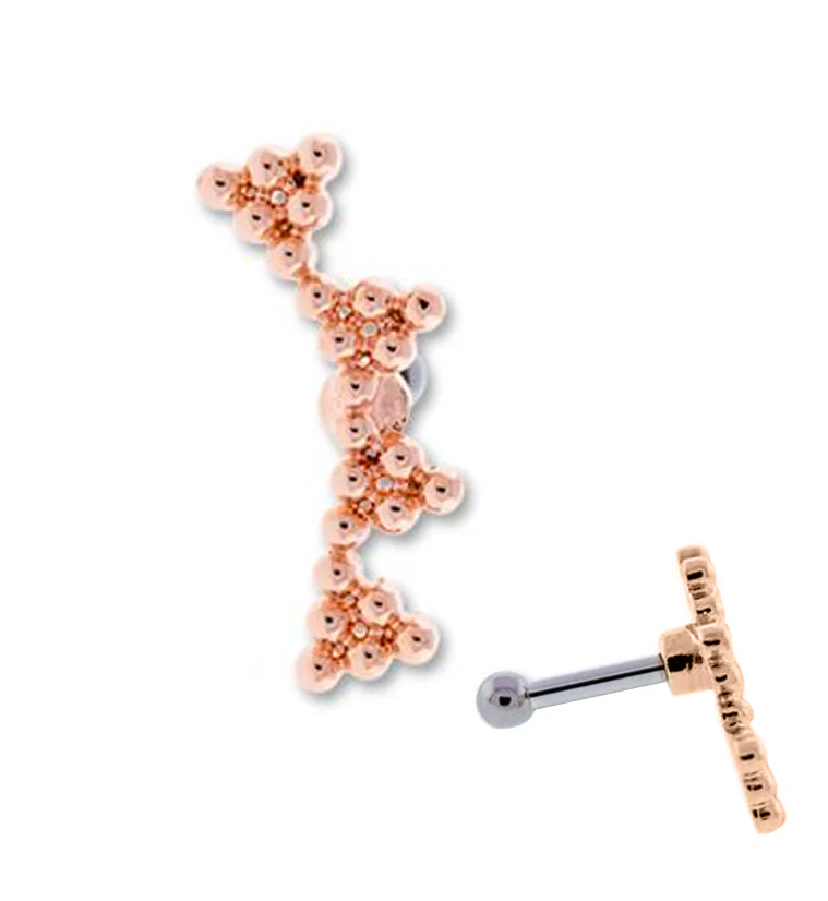 16G Rose Gold PVD Beaded Mark Cartilage Barbell - Mrs Treak