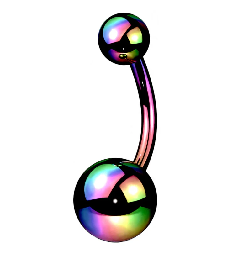 Rainbow PVD Titanium Belly Button Ring - Mrs Treak